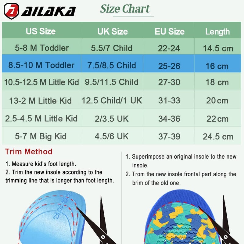 Ailaka Kids Orthotic Cushioning Arch Support Shoe Insoles, Children Pu Foam Inserts for Flat feet, Plantar Fasciitis, Feet Heel Pain Relief - Image 5